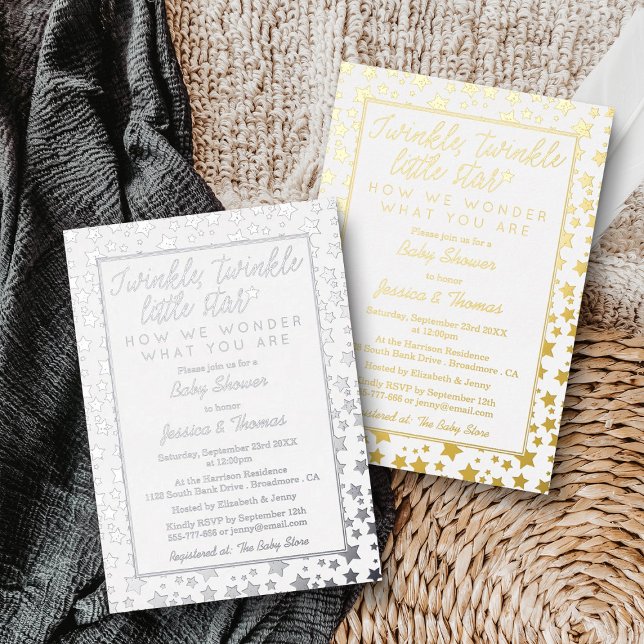 Invitation En Aluminium Twink, Twinkle Little Star Baby shower Real (Créateur téléchargé)