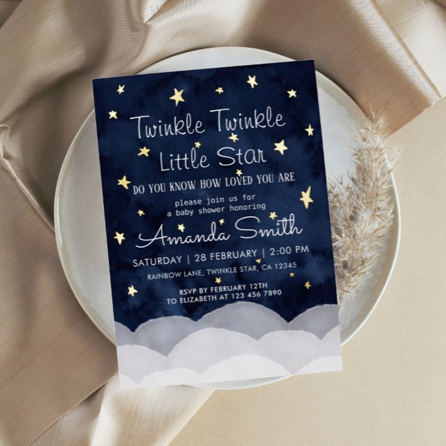 Invitation En Aluminium Twinkle Little Star Whimsical Baby shower (Créateur téléchargé)