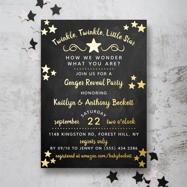 Invitation En Aluminium Twinkle Twinkle Little Star Genre Reveal Party (Créateur téléchargé)