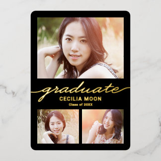 Invitation En Aluminium Type opulent Graduation de l'huile Photo Invitatio