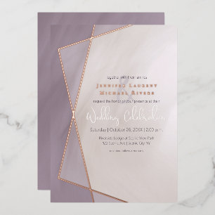 Invitation En Aluminium typographie de cadre en or plum mat mariage rose o