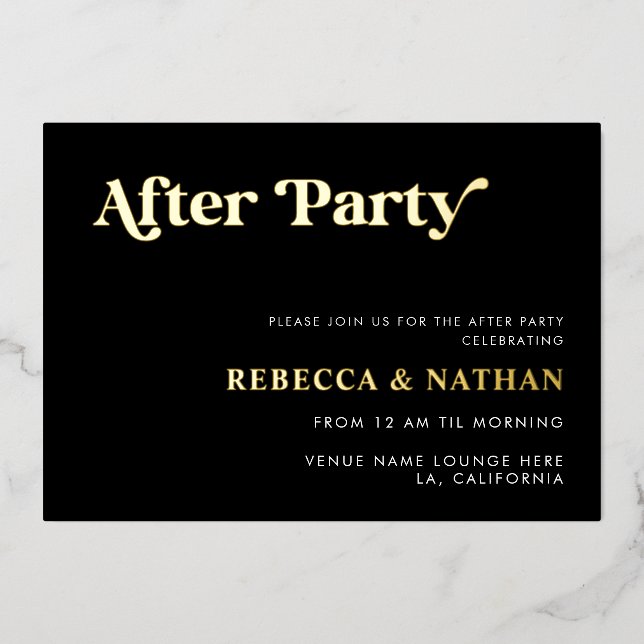 Invitation En Aluminium Typographie de script rétro Mariage Après-midi Fêt (Recto)