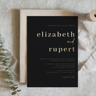 Invitation En Aluminium Typographie de script Serif noir Mariage minimalis