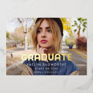 Invitation En Aluminium Typographie des années 80 vintage Photo Graduation