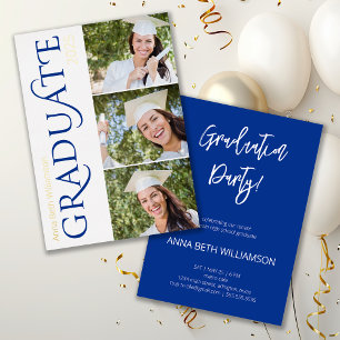 Invitation En Aluminium Typographie latérale 3 Photo Parti de graduation d