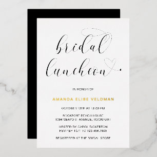 Invitation En Aluminium Typographie Mariage Moderne Noir Blanc Luncheon Or