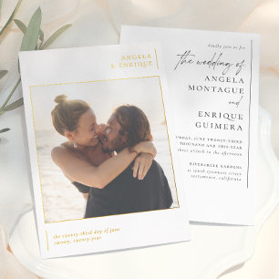Invitation En Aluminium Typographie minimale brillante et mariage photo ro