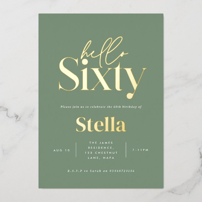 Invitation En Aluminium Typographie minimale moderne simple 60e anniversai (Recto)