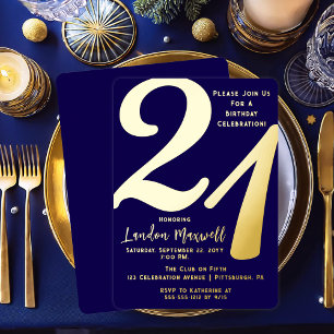 Invitation En Aluminium Typographie Minimaliste 21 Anniversaire 21 ans