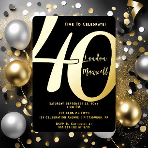 Invitation En Aluminium Typographie Minimaliste 40 Anniversaire 40 ans