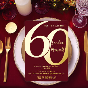 Invitation En Aluminium Typographie minimaliste 60 60e fête d'anniversaire