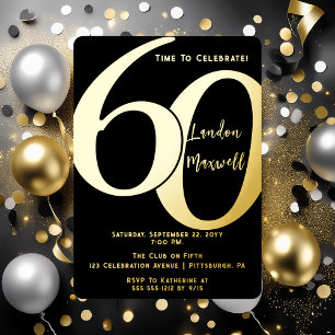 Invitation En Aluminium Typographie minimaliste 60 60e fête d'anniversaire