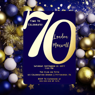 Invitation En Aluminium Typographie Minimaliste 70 70e Anniversaire