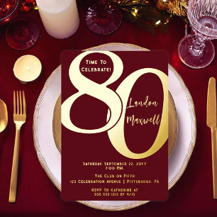 Invitation En Aluminium Typographie minimaliste 80 80ème anniversaire