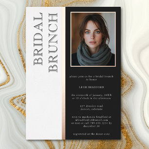 Invitation En Aluminium Typographie moderne Black White Photo Bridal Brunc