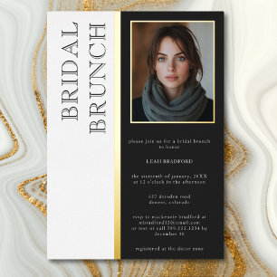 Invitation En Aluminium Typographie moderne Black White Photo Bridal Brunc