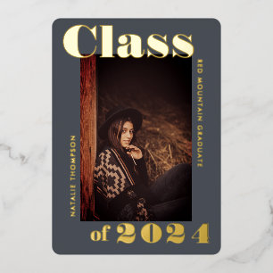 Invitation En Aluminium Typographie moderne Bold 2024 Graduation Party Gre