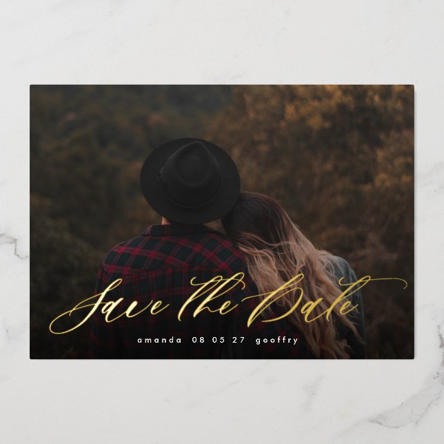 Invitation En Aluminium Typographie moderne Calligraphie Photo Enregistrer (Recto)