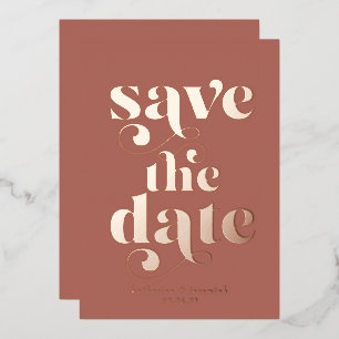 Invitation En Aluminium Typographie moderne de feuille d'or rose pour Sauv