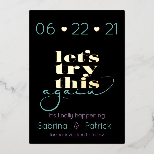 Invitation En Aluminium Typographie Moderne Essayons Encore STD (Recto)
