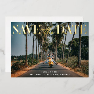 Invitation En Aluminium Typographie moderne Gold Foil Mariage Enregistrer