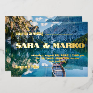 Invitation En Aluminium Typographie Moderne   Lac de Montagnes