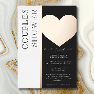 Invitation En Aluminium Typographie Moderne Mariage Couple Shower Noir Bla