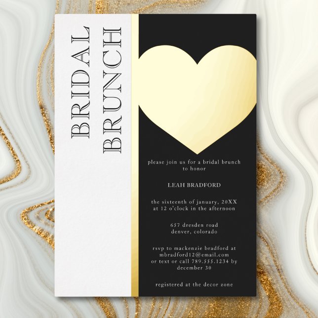 Invitation En Aluminium Typographie Moderne Mariage en Noir et Blanc (Modern Typography Black White Couples Shower Foil Invitation)