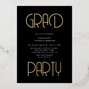 Invitation En Aluminium Typographie moderne Photo Graduation Party
