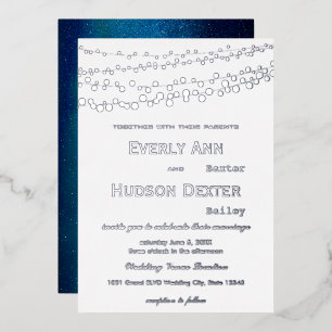 Invitation En Aluminium Typographie moderne simple Mariage Silver Galaxy