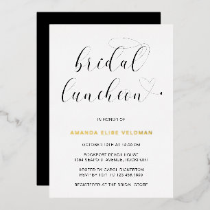 Invitation En Aluminium Typographie noir blanc moderne Lundi nuptial or