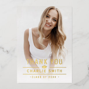 Invitation En Aluminium Typographie or moderne 2 Merci photo Grad