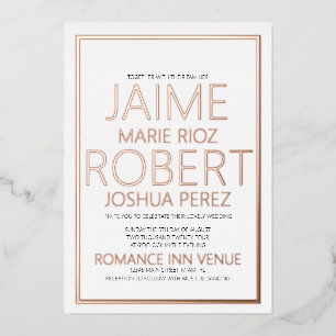 Invitation En Aluminium Typographie simple et minimaliste Mariage noir en 
