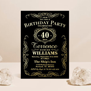 Invitation En Aluminium Typographie Tendance Anniversaire Tout Âge Réel