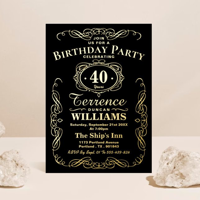 Invitation En Aluminium Typographie Tendance Anniversaire Tout Âge Réel (Créateur téléchargé)