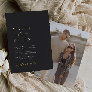 Invitation En Aluminium Ultra Minimal Accent Calligraphie Photo Mariage
