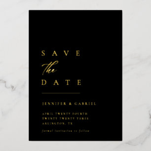 Invitation En Aluminium Ultra-Minimal Gold Typographie Save the Date  