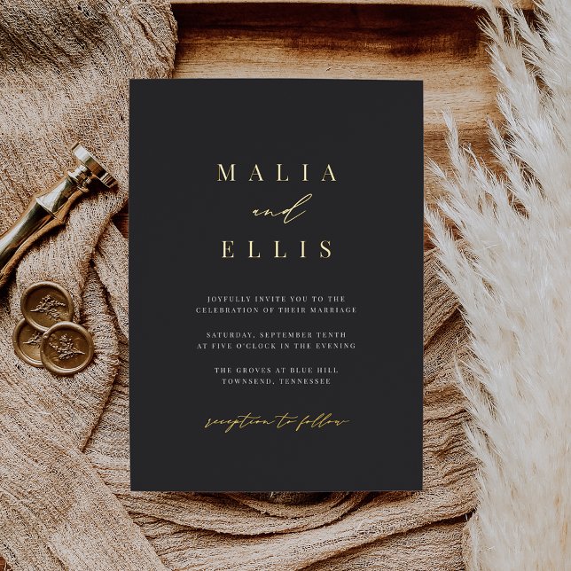 Invitation En Aluminium Ultra Minimal | Mariage Accent Calligraphie (Créateur téléchargé)