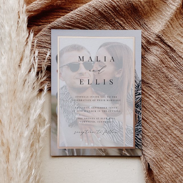 Invitation En Aluminium Ultra minimal | Mariage de superposition photo (Créateur téléchargé)