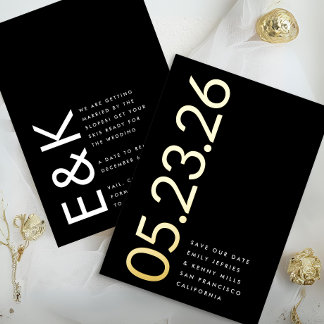 Invitation En Aluminium Ultra Modern Gold No Photo Bold DATE Enregistrer n