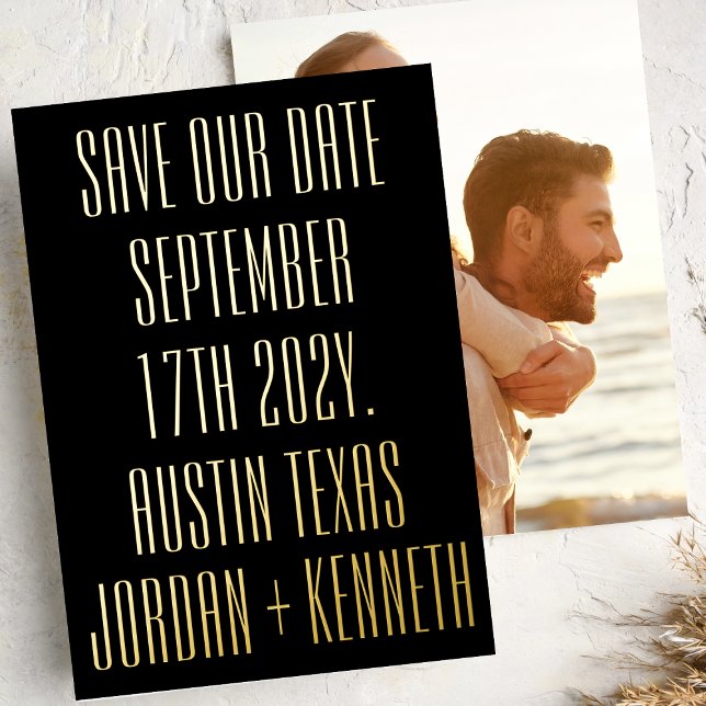 Invitation En Aluminium Ultra Moderne 2 Côté Gros Gras Photo Retour Mariag (Créateur téléchargé)