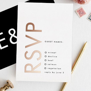 Invitation En Aluminium Ultra Moderne Gras Grand Monogramme ROSE Or DEUX R