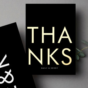 Invitation En Aluminium Ultra moderne Monogramme DEUX Mercis OR