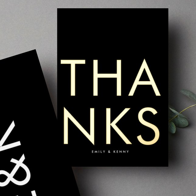 Invitation En Aluminium Ultra moderne Monogramme DEUX Mercis OR (Créateur téléchargé)