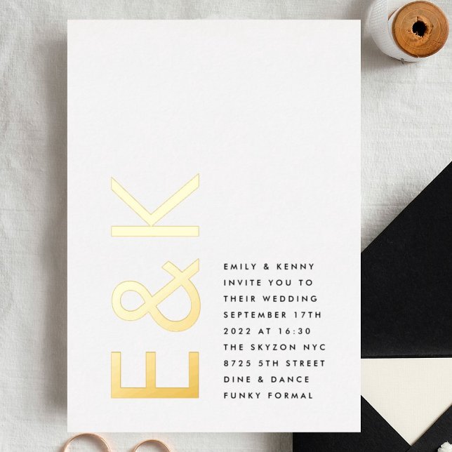 Invitation En Aluminium Ultra moderne Monogramme Fun Mariage VRAI OR (Créateur téléchargé)