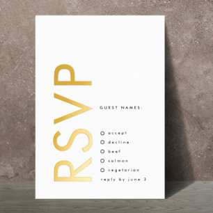 Invitation En Aluminium Ultra Moderne Noms Gras 2 x RSVP GOLD