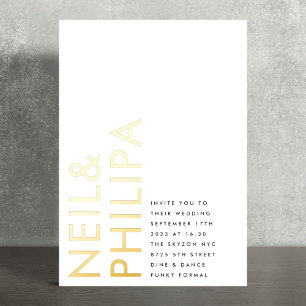 Invitation En Aluminium Ultra Moderne Noms Gras Mariage Simple