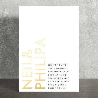 Invitation En Aluminium Ultra Moderne Noms Gras Mariage Simple
