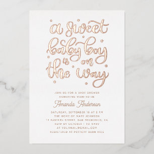 Invitation En Aluminium Un adorable bébé garçon est en route. Baby shower