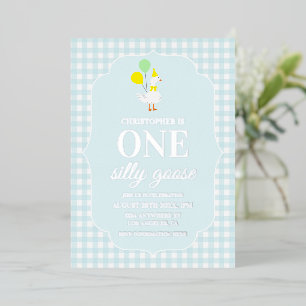 Invitation En Aluminium Un anniversaire de 1 an de l'oie Gingham